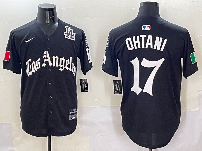 Men Los Angeles Dodgers #17 Ohtani Black Five generations Joint Name 2025 Nike MLB Jersey style 10->los angeles dodgers->MLB Jersey